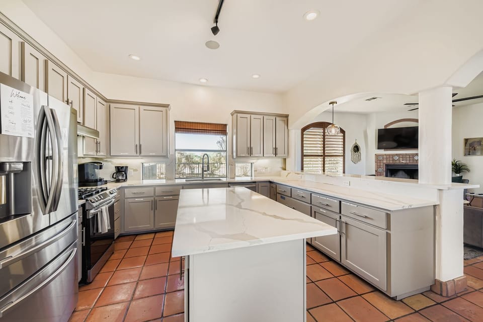 Spacious kitchen with island.