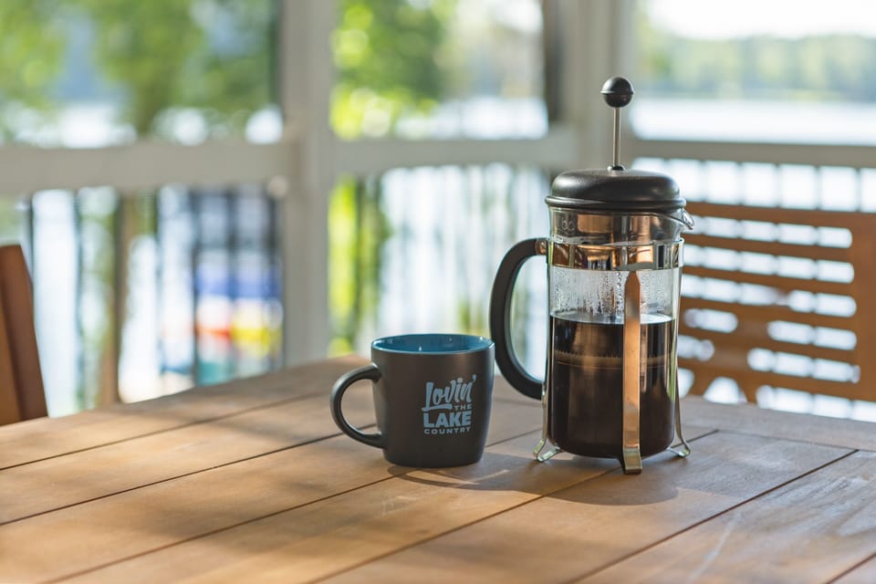 Morning coffee on the screened-in porch.