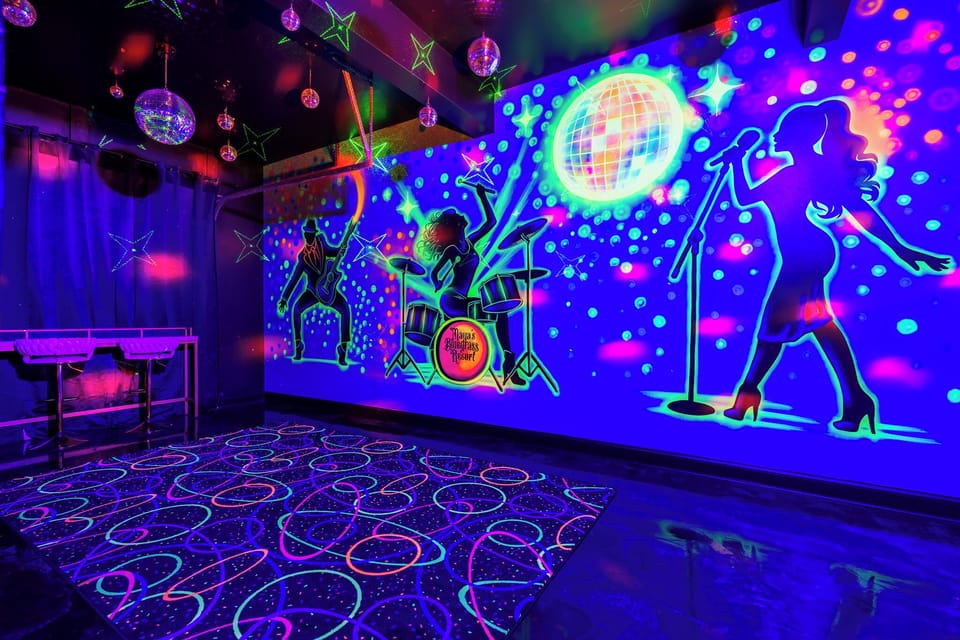 Indoor Area #3: A one-of-a-kind Disco Room that glows in the dark — get ready to dance the night away!