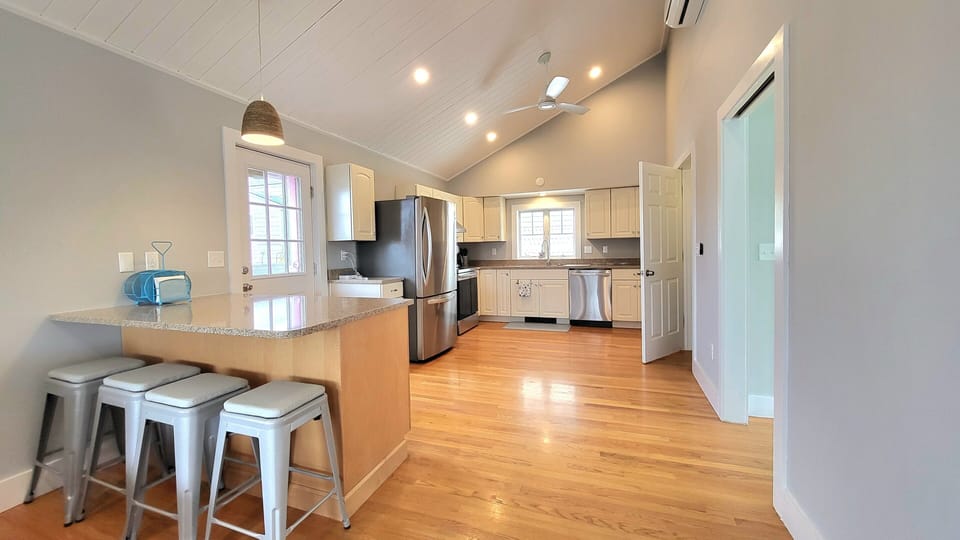 Bar seating in the kitchen