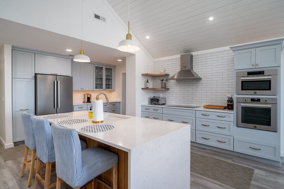 The center island has 3 stools