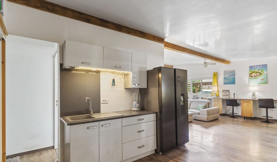 Open kitchen with modern appliances.