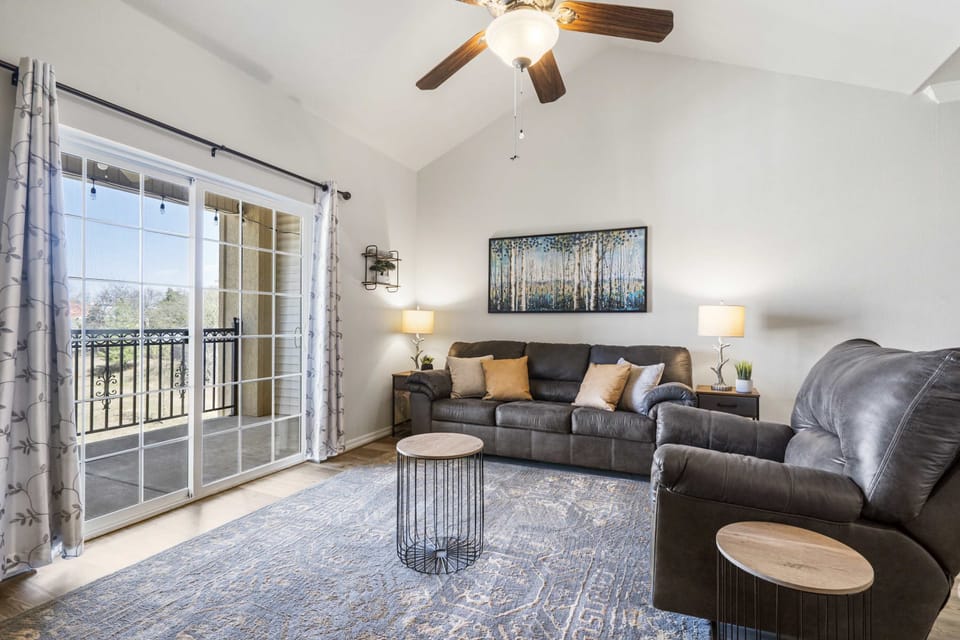 Curl up in the breezy living room & stream your favorites on the smart TV