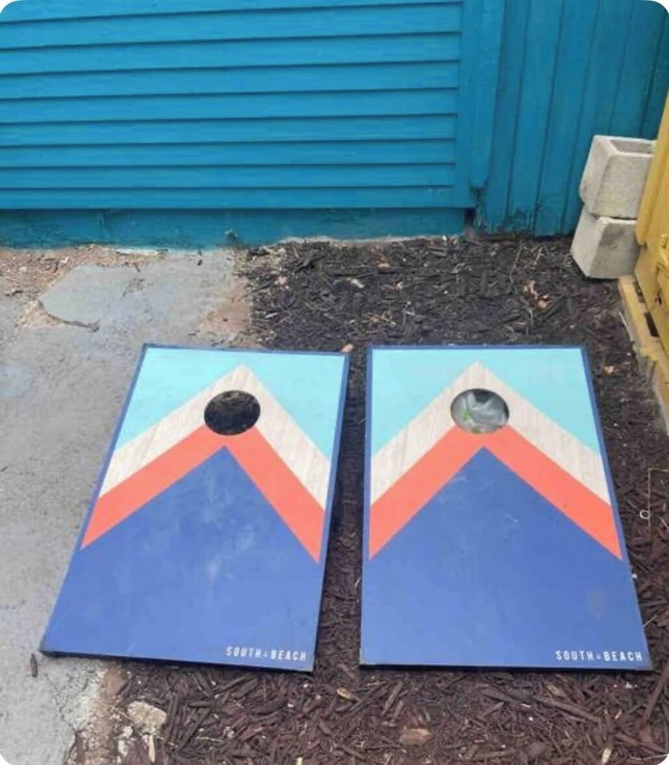 Corn hole boards for guest to enjoy  in the backyard