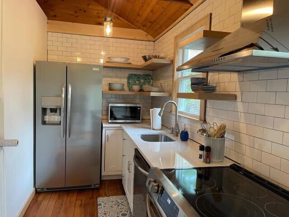 Kitchen with stainless steel appliances