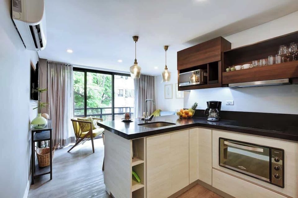 Full kitchen with everything you need for a short or mid-term stay. 