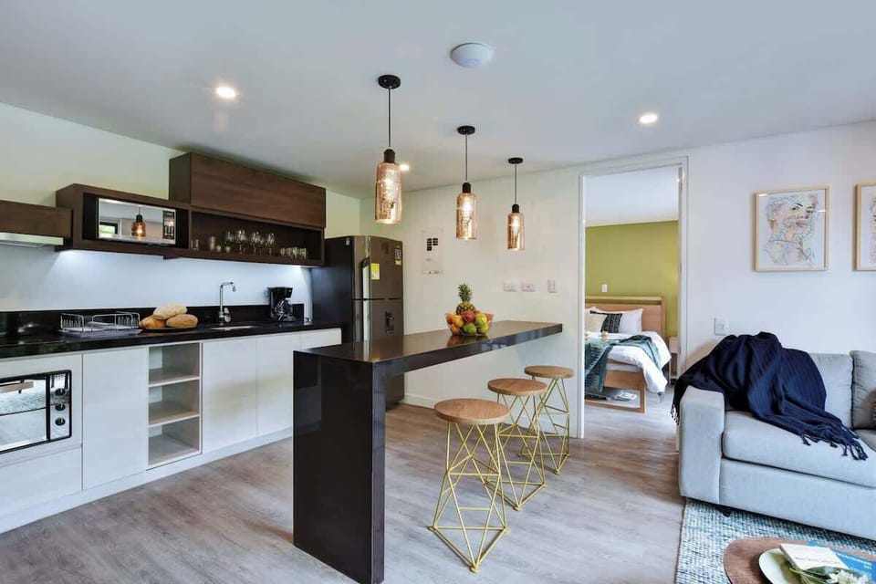 Kitchen with everything needed for a short or mid-term stay. 