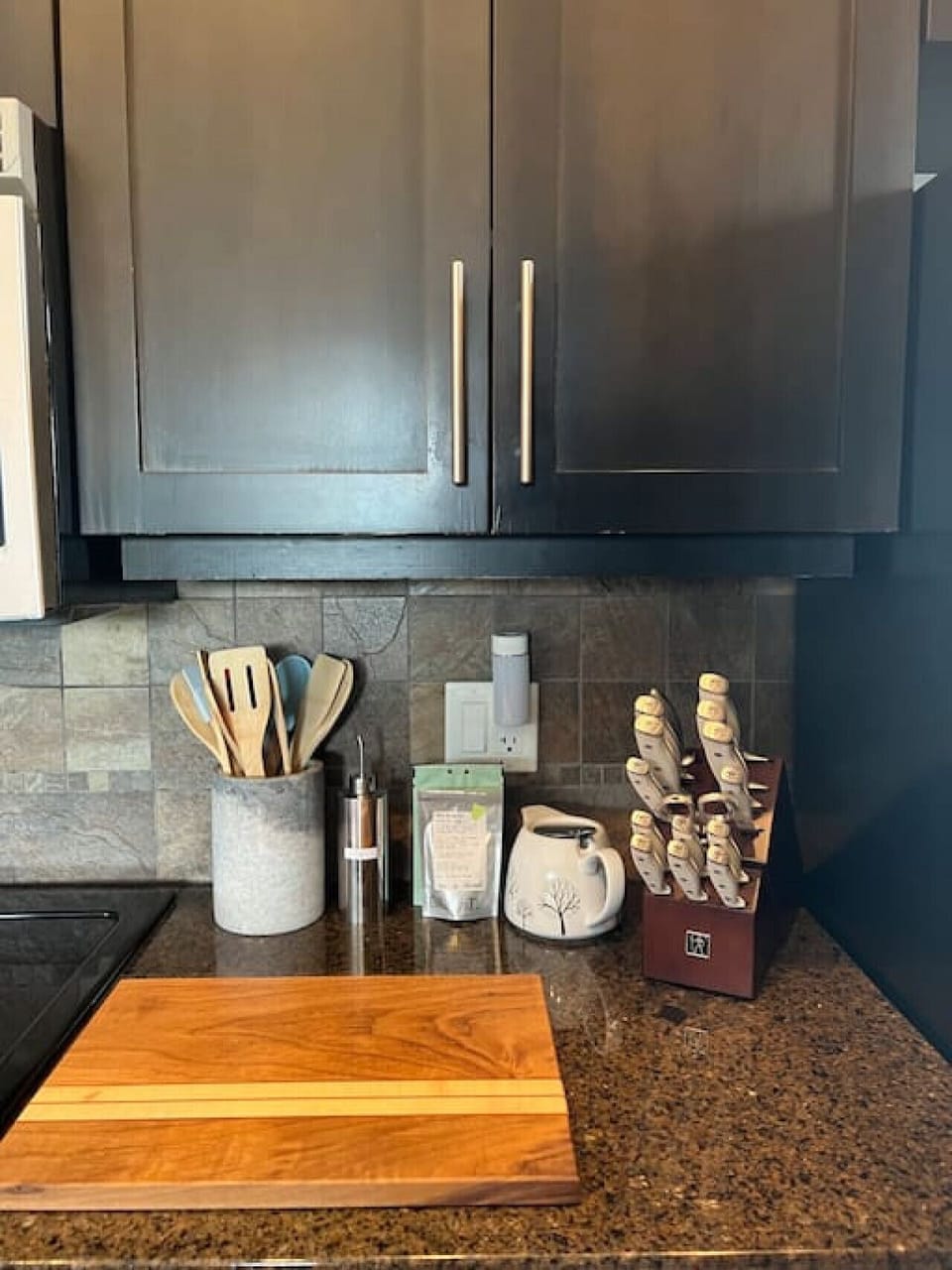 Lots of tea options for the tea lovers (more in the cupboard).