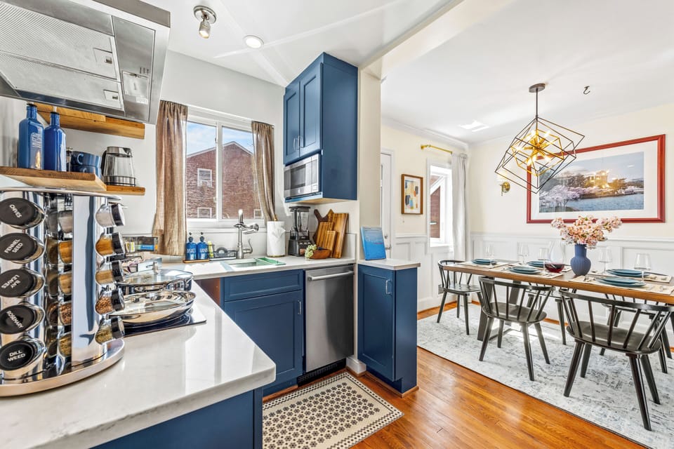 Kitchen | Modern elegance meets culinary perfection in this blue-hued kitchen