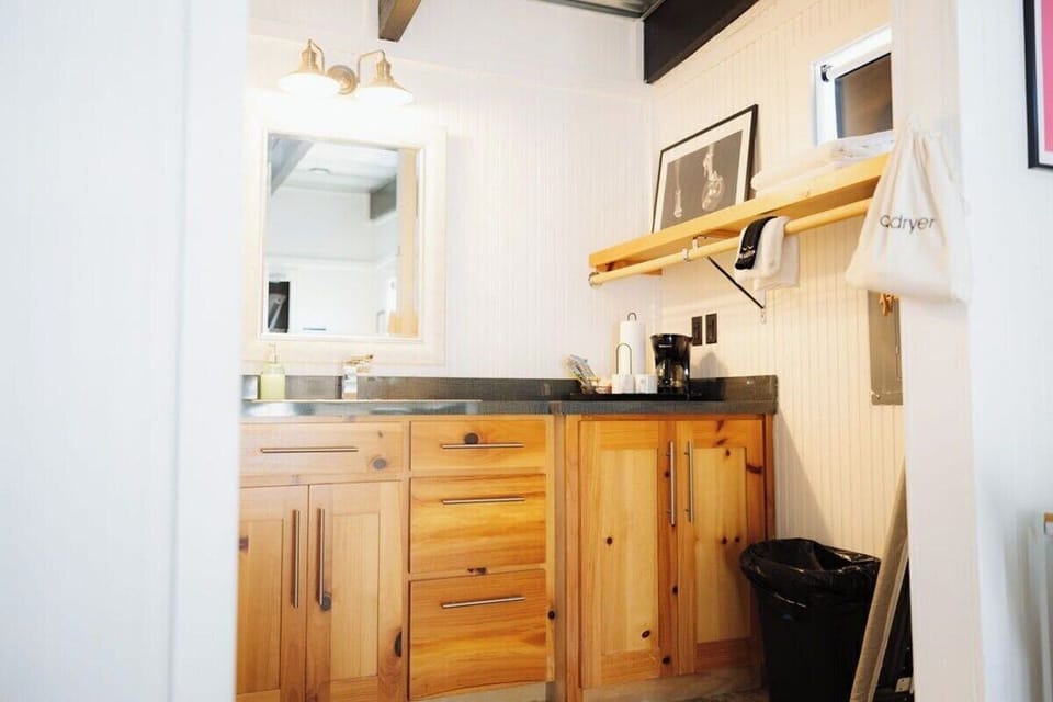 Cottage vanity and closet area