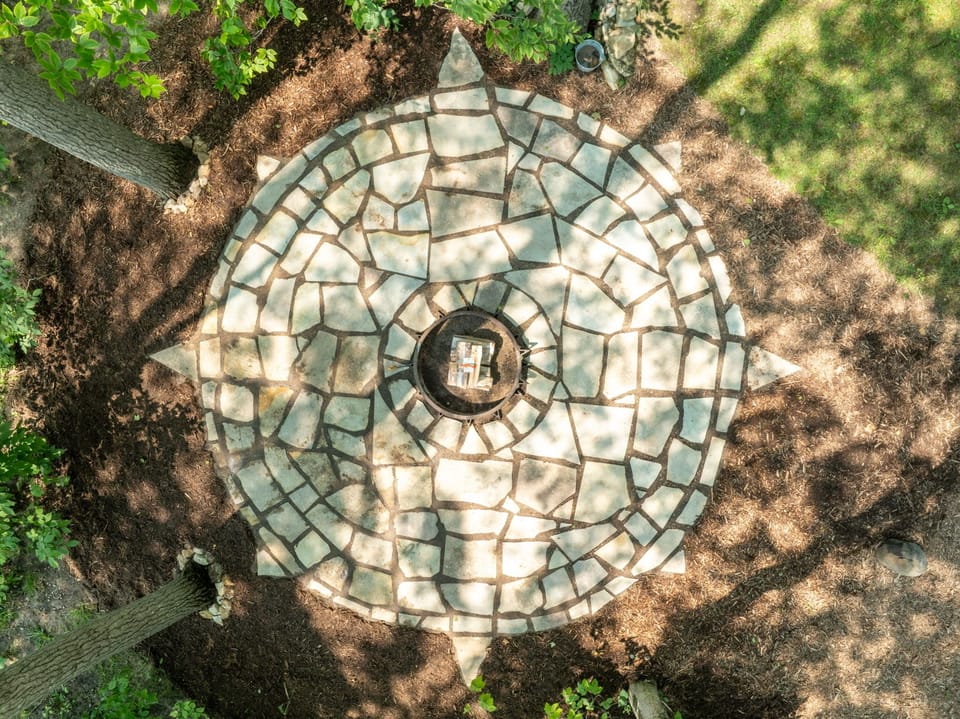 Flagstone Fire Pit Compass Rose Design