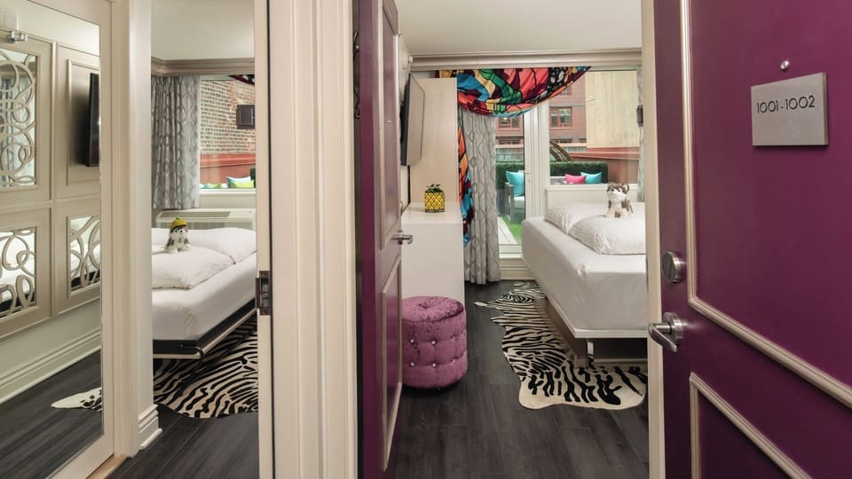 Step inside and settle into a playful, boutique-style escape.