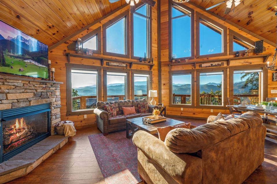 Stunning mountain views from outside or inside the cabin