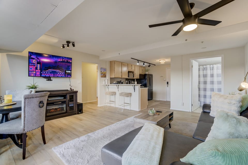 Cozy Living Room equipped with a large smart TV for streaming your favorites