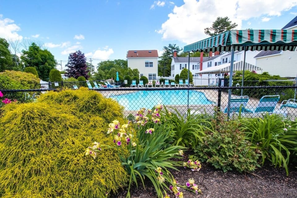 Shared seasonal pool. 