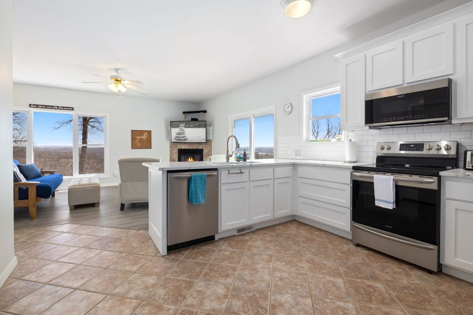 The kitchen is fully stocked to whip up a meal or just a good cup of coffee.