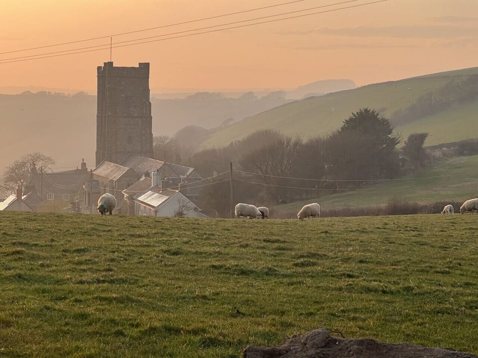 Sunset looking towards Chivelstone Church