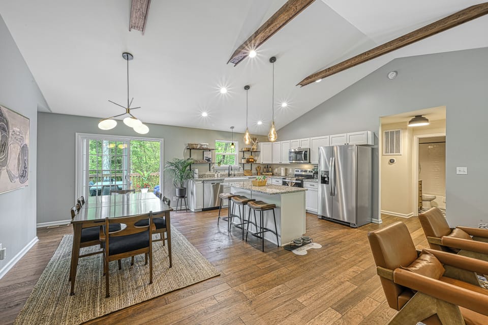 Dining room and kitchen