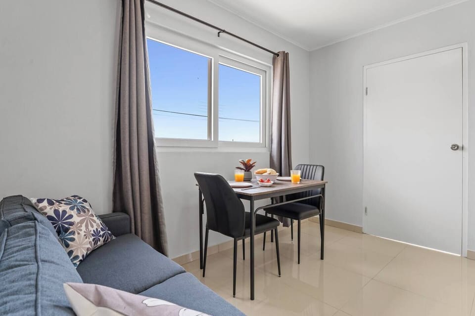 Compact dining space ideal for meals or work.

