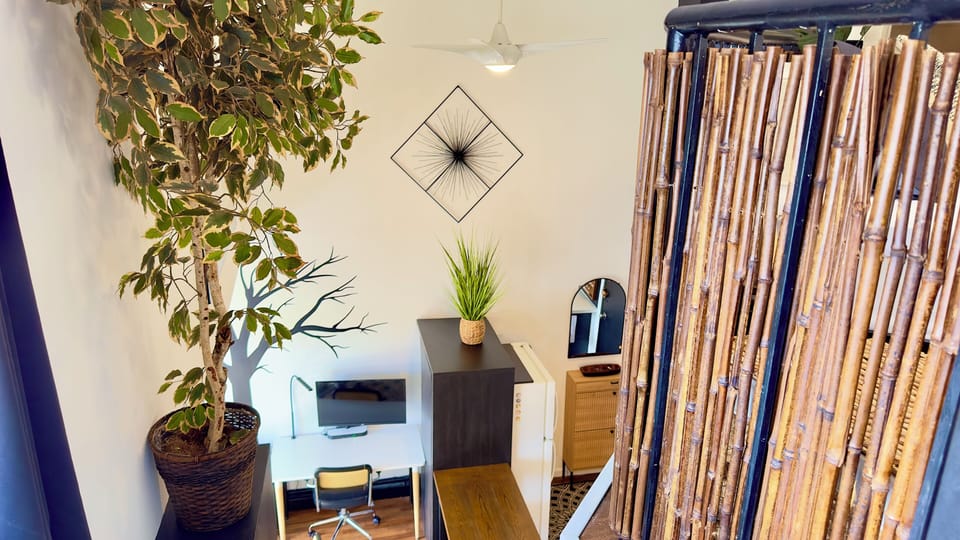 Going down the stairs.