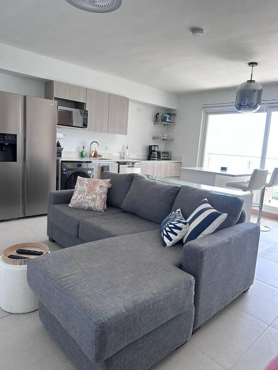 Comfortable couch to enjoy watching TV.