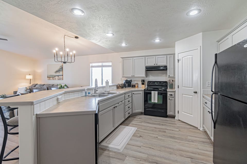 Open Kitchen-Electric Range, Large Pantry