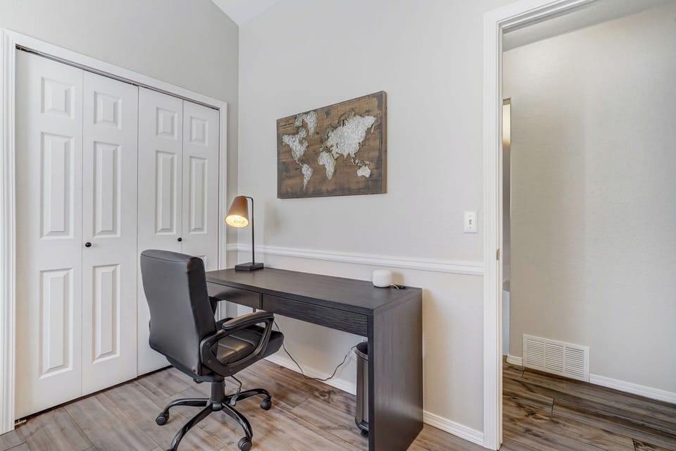 Dedicate remote work space with desk and chair