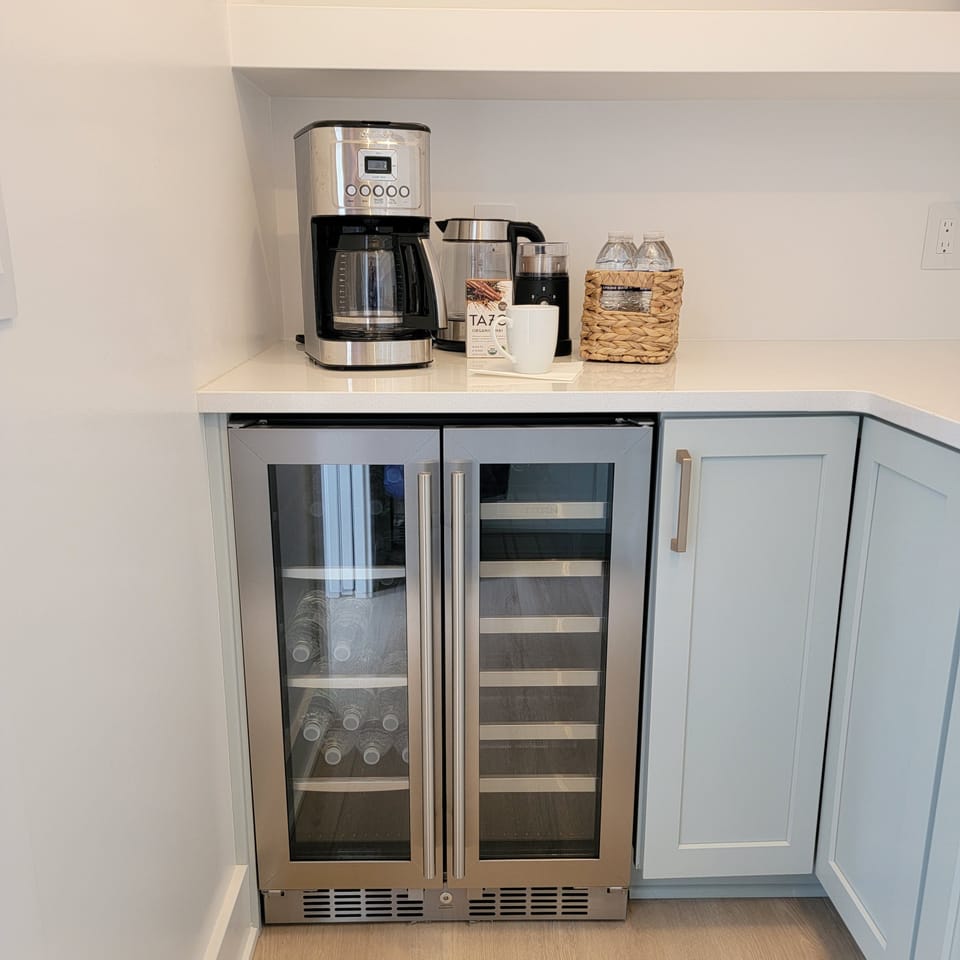 Beverage and wine fridge.