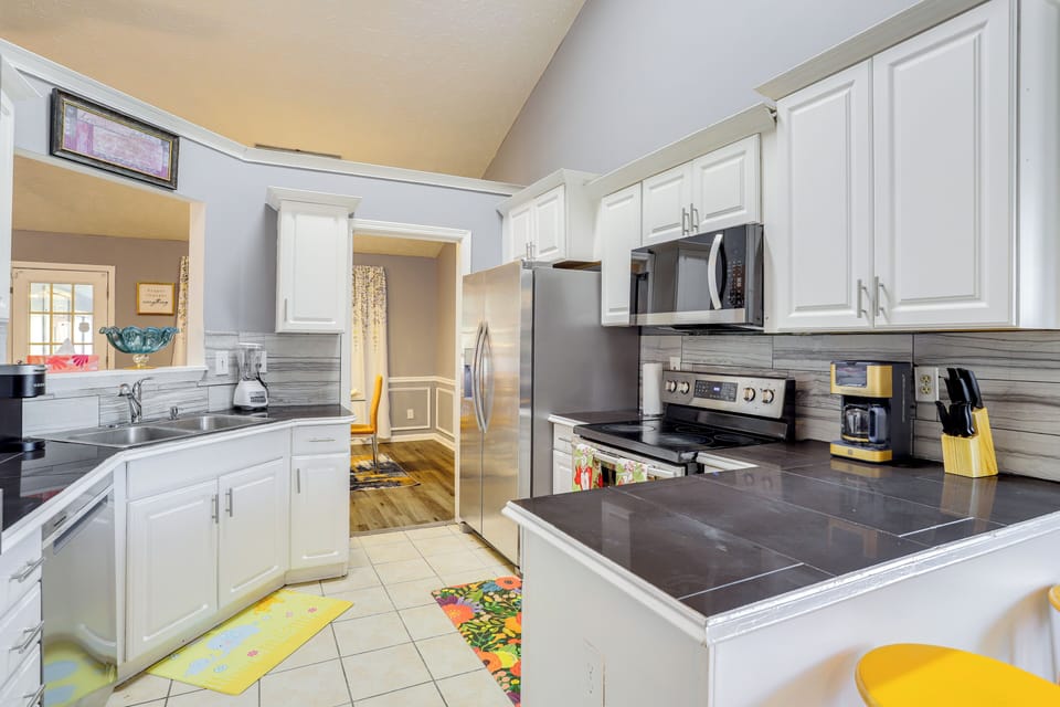 Kitchen | High-Top Seating | Toaster | Slow Cooker | Spices