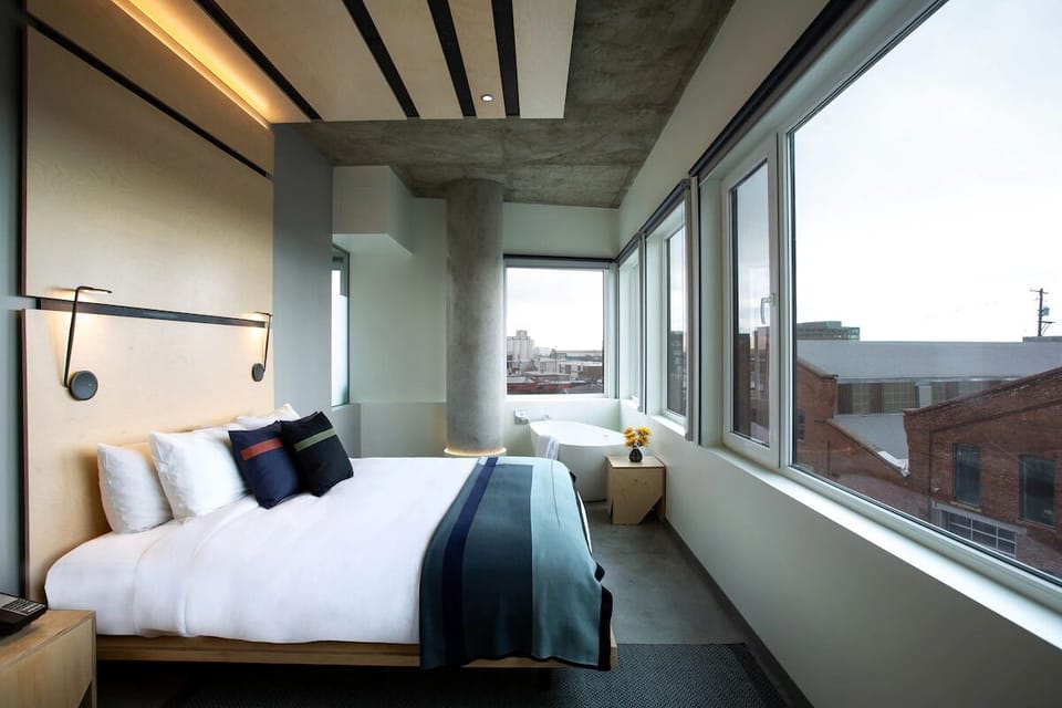 Bask in golden evening light through expansive corner windows.
