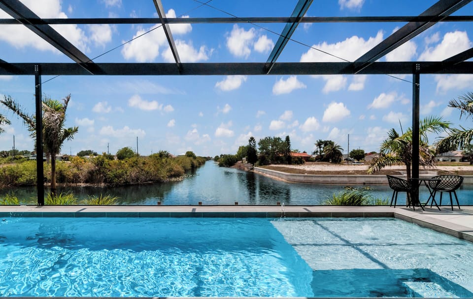 View over the canals from screened Pool Area