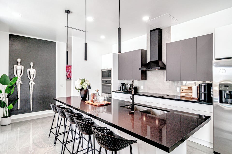 Kitchen with Refrigerator with Icemaker, Microwave, Induction stove,...