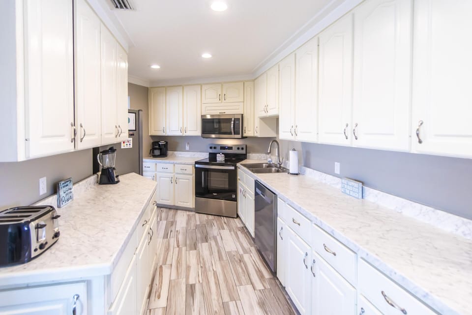 Bright, modern kitchen with ample counter space and storage