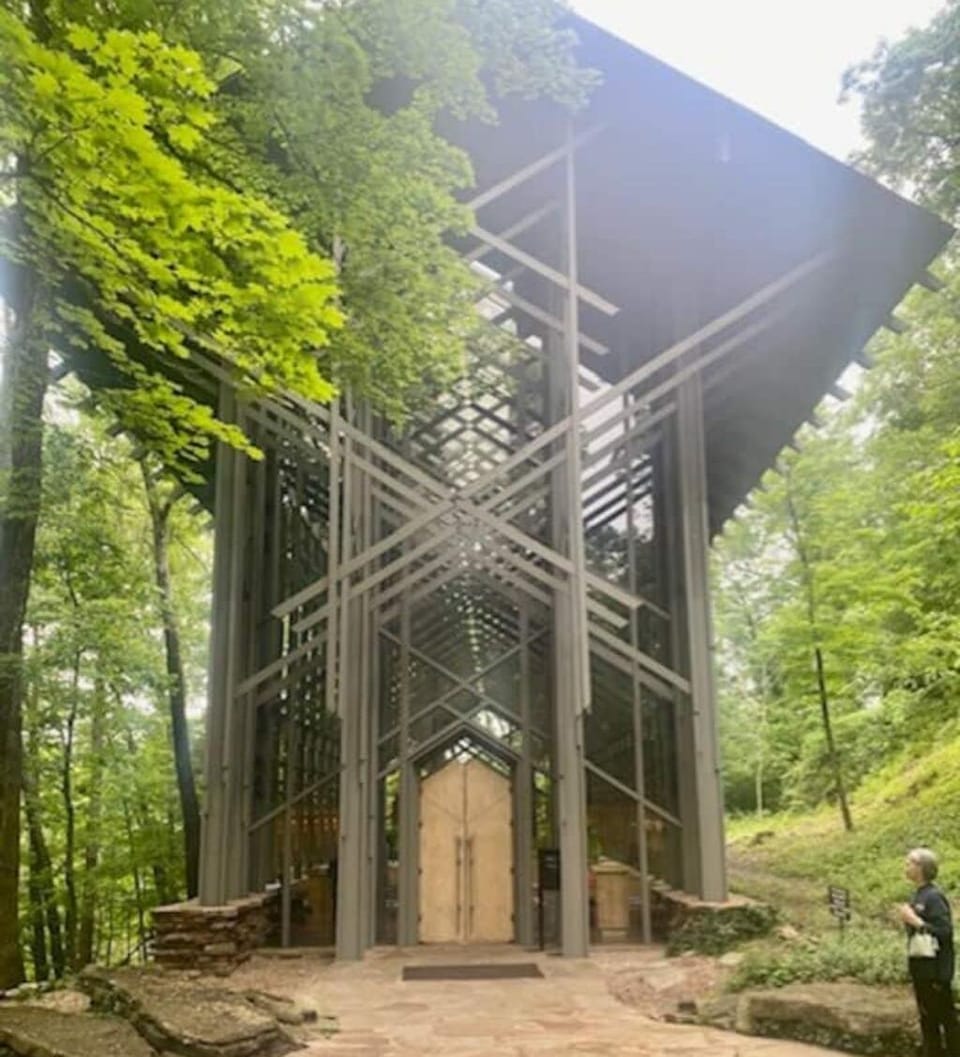Five minute drive to Thorncrown Chapel