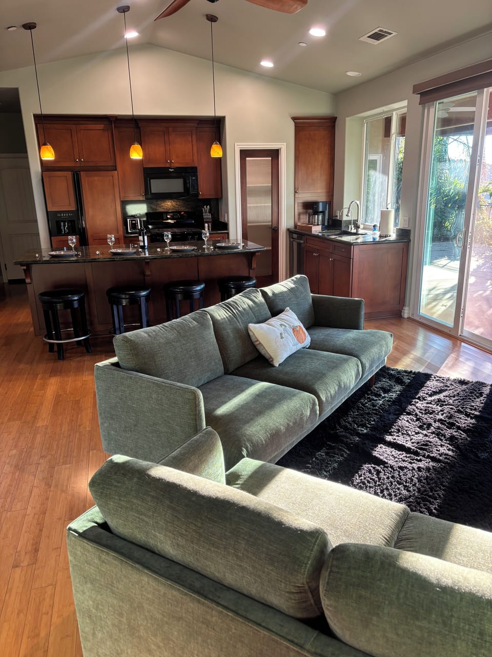 Living room couches and Kitchen
