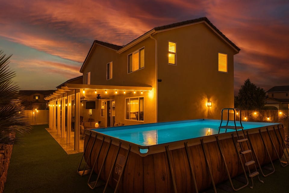 Twilight poolside glow