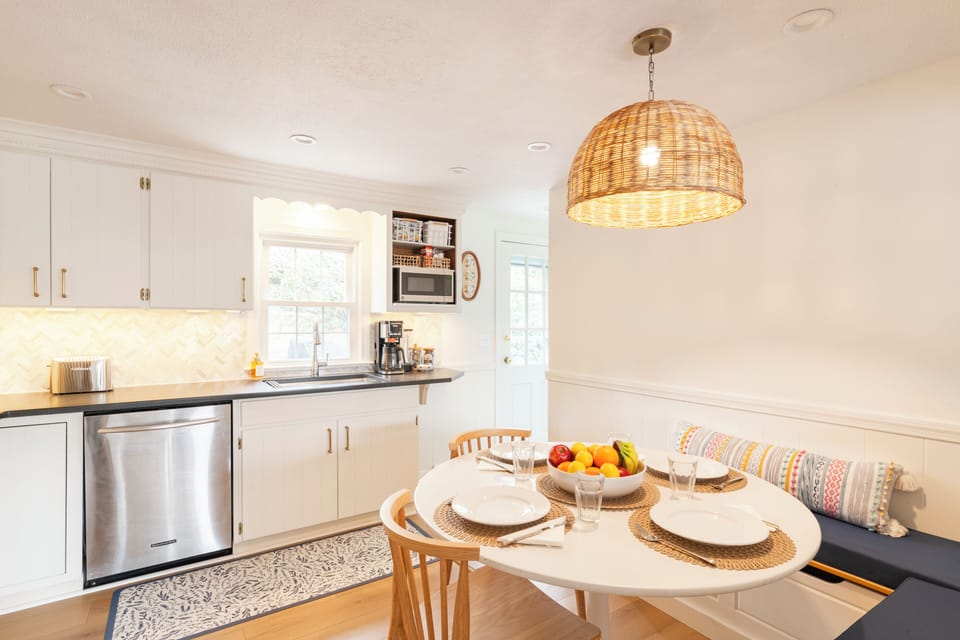 Eat in kitchen with banquet seating for family dinner