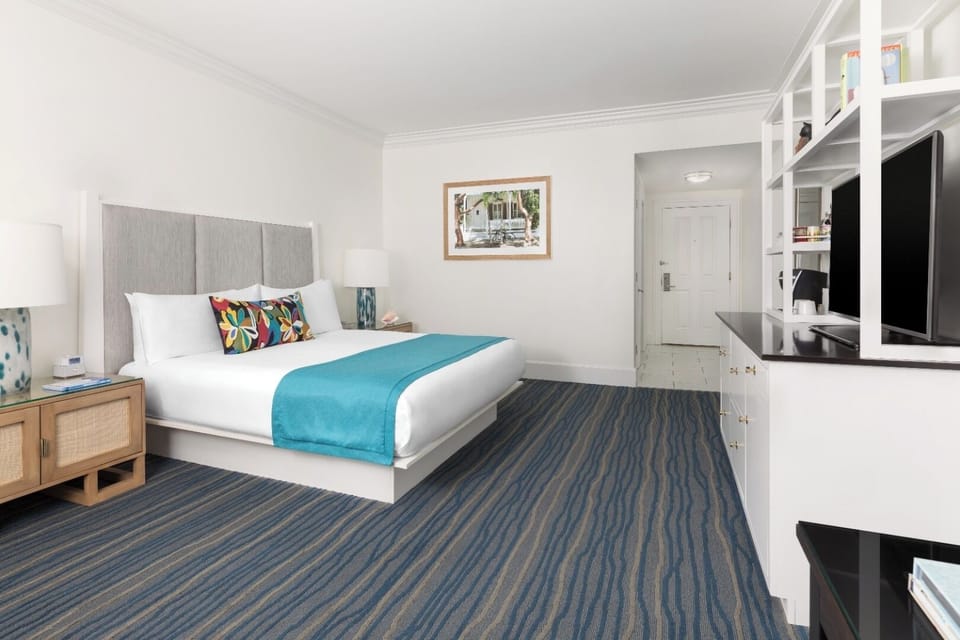 Sink into crisp linens and enjoy a calm, coastal sleep.