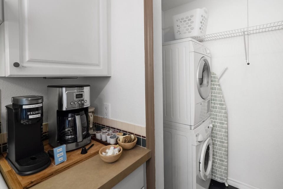 Coffee station and washer and dryer