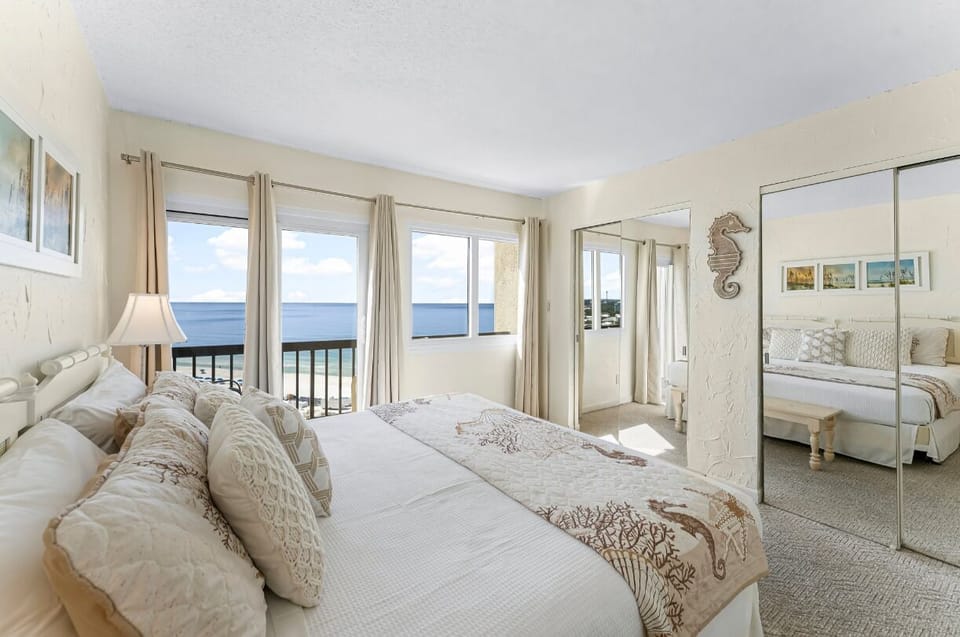 You have a king bed to wake up in with a beautiful balcony view every morning.