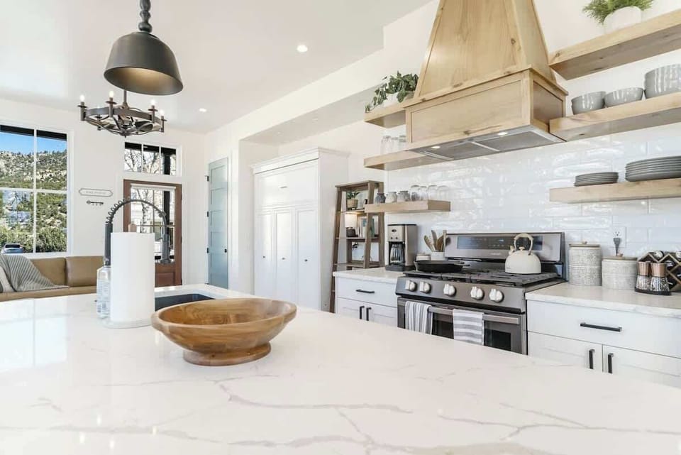 Immaculate full kitchen with everything you could need for your stay no matter the meal!