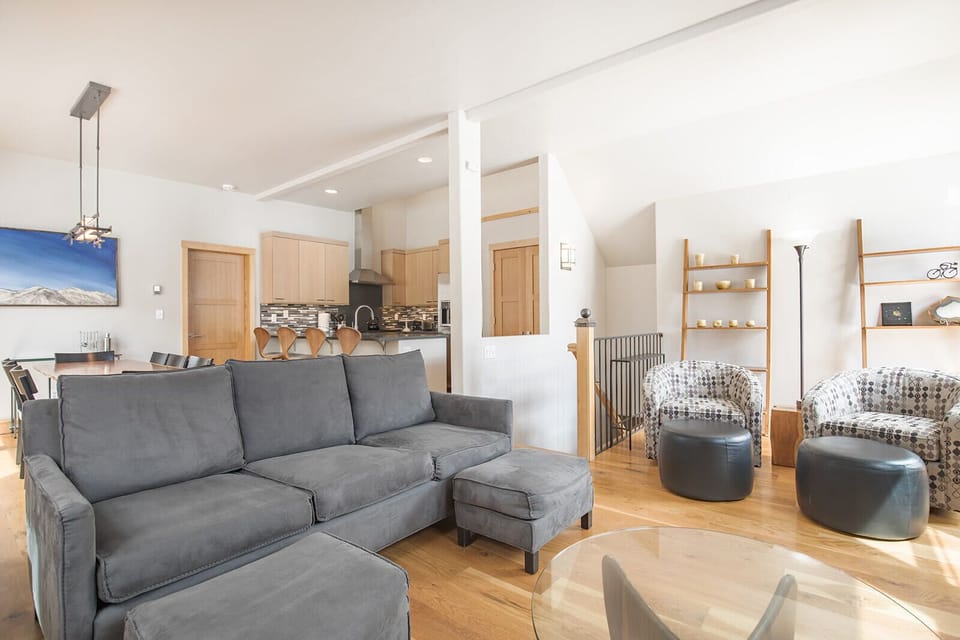 Living room to open kitchen