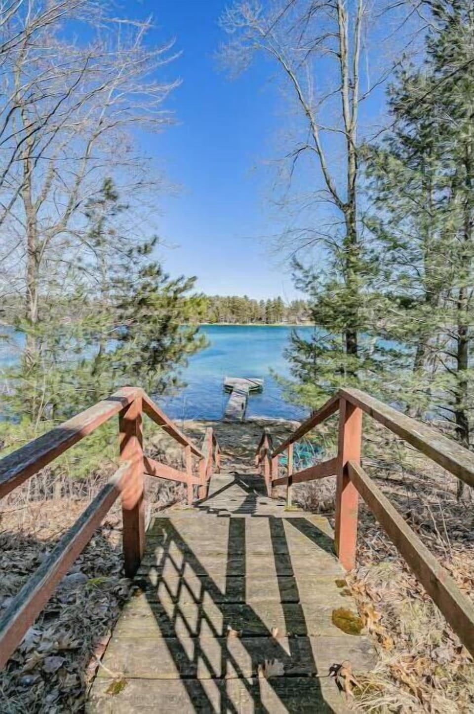 View of the lake from the top of the stairs