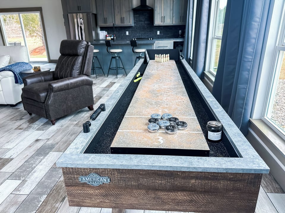 Shuffleboard LED Game Table can also be a bowling alley! 