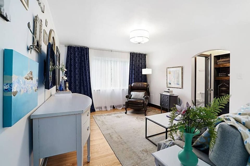 We have a free Maytag washer and dryer located in the basement of our building. We provide detergent and dryer sheets.