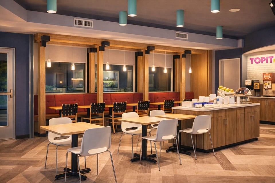 Sip, snack, and linger in the bright breakfast seating area.