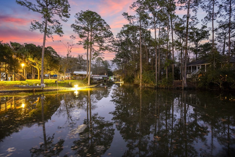 Canal at dusk. The waterway leads to Weeks Bay and Mobile Bay.