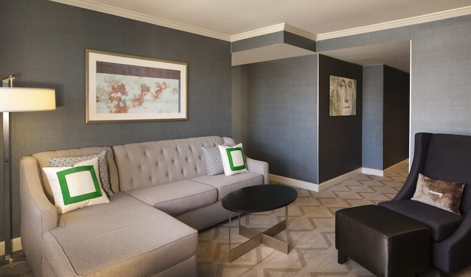 Unwind on the plush sectional after a day exploring.