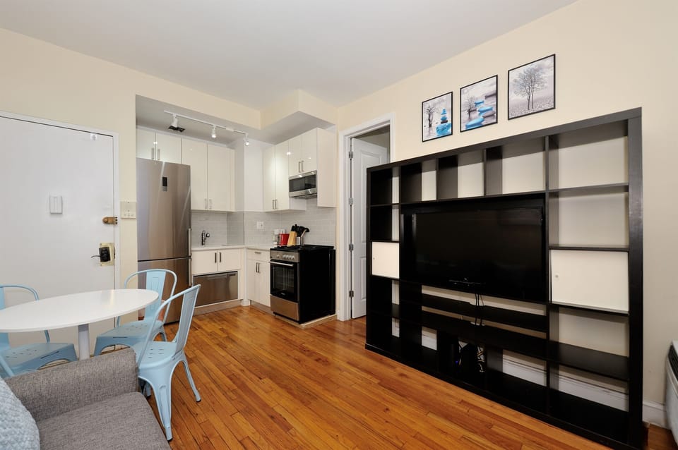 Living Space, Dining Area and Kitchen