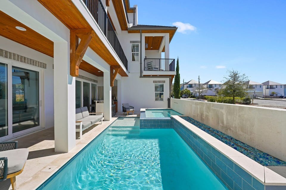 Sunlight Coast - Pet friendly 30A  vacation rental house with private pool, beach views, golf cart, and games. Near Gulf Place in Santa Rosa Beach, Florida - Five Star Properties Destin / 30A